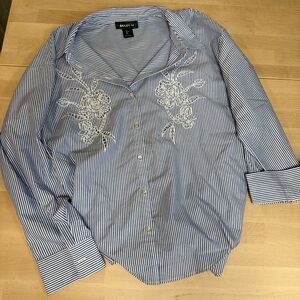 Bailey 44 Blue Striped Women's Button Down‎ Shirt